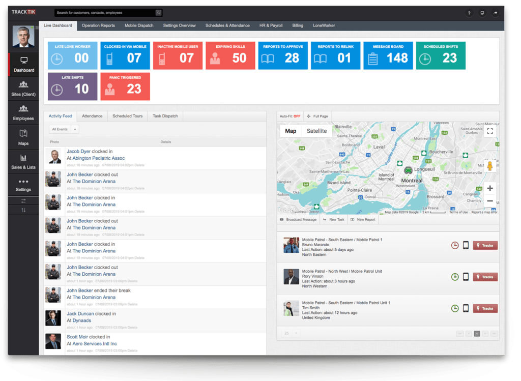 guard tour live dashboard