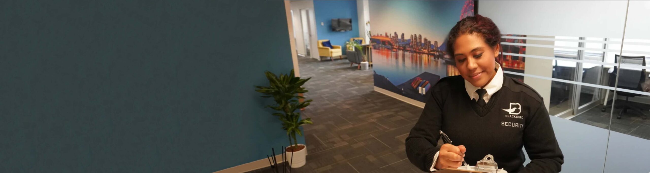 Blackbird Security officer in an office