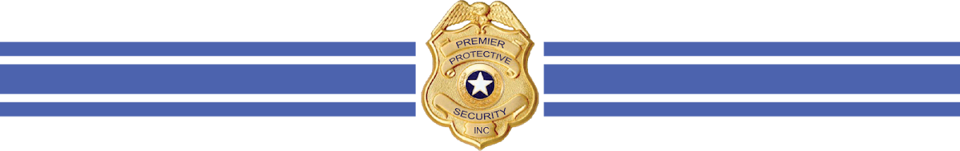Premier Protective Security Inc Badge Logo with Blue Stripes Long