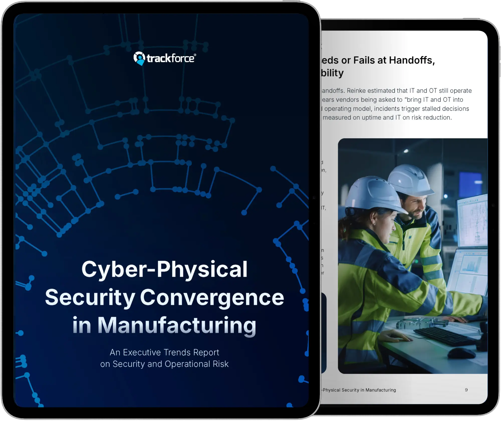 Cyber-Physical Security Convergence Trends In Manufacturing Report 1 Convergence entre cybersécurité et sécurité physique dans le secteur manufacturier : rapport sur les tendances en matière de sécurité et de risques opérationnels destiné aux dirigeants – Tracktik